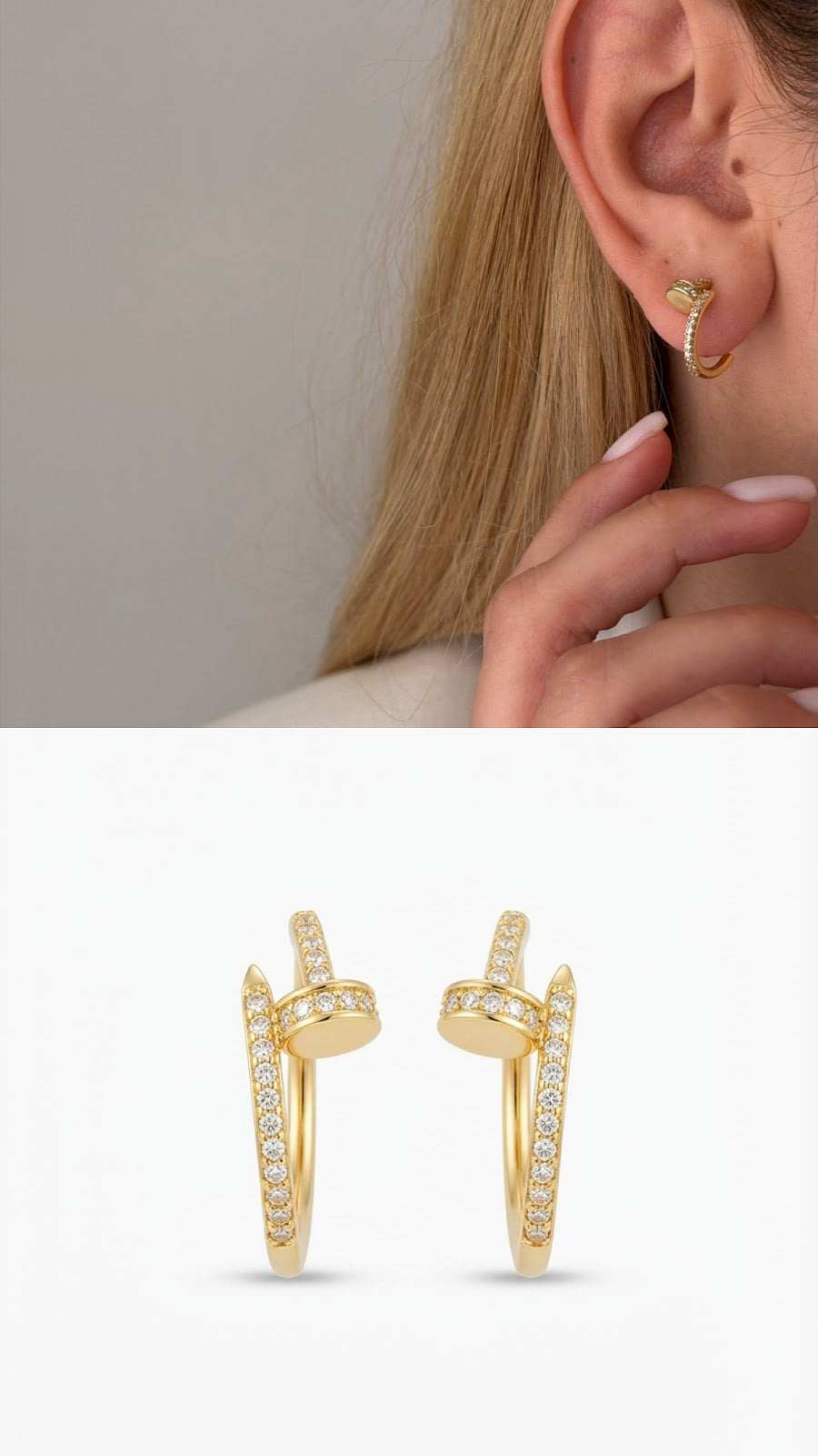 Gold CZ Pave Seahorse Stud Earrings - CW1VPEARNG0043 | Wholesale Stainless Steel Jewelry Catwalk Jewellery Europe