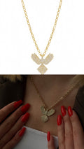 Gold CZ Pave Phoenix Bird Pendant Necklace - CW1NKL0092 | Wholesale Stainless Steel Jewelry Catwalk Jewellery Europe