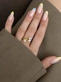 Gold Three Stone Triple Band Bypass Ring wholesale jewelry RINGS Catwalk Jewellery Europe