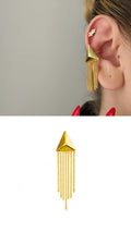 Gold Pyramid Fringe Chain Tassel Dangle Ear Cuff - CW1EARCUFF0029 | Wholesale Stainless Steel Jewelry Catwalk Jewellery Europe
