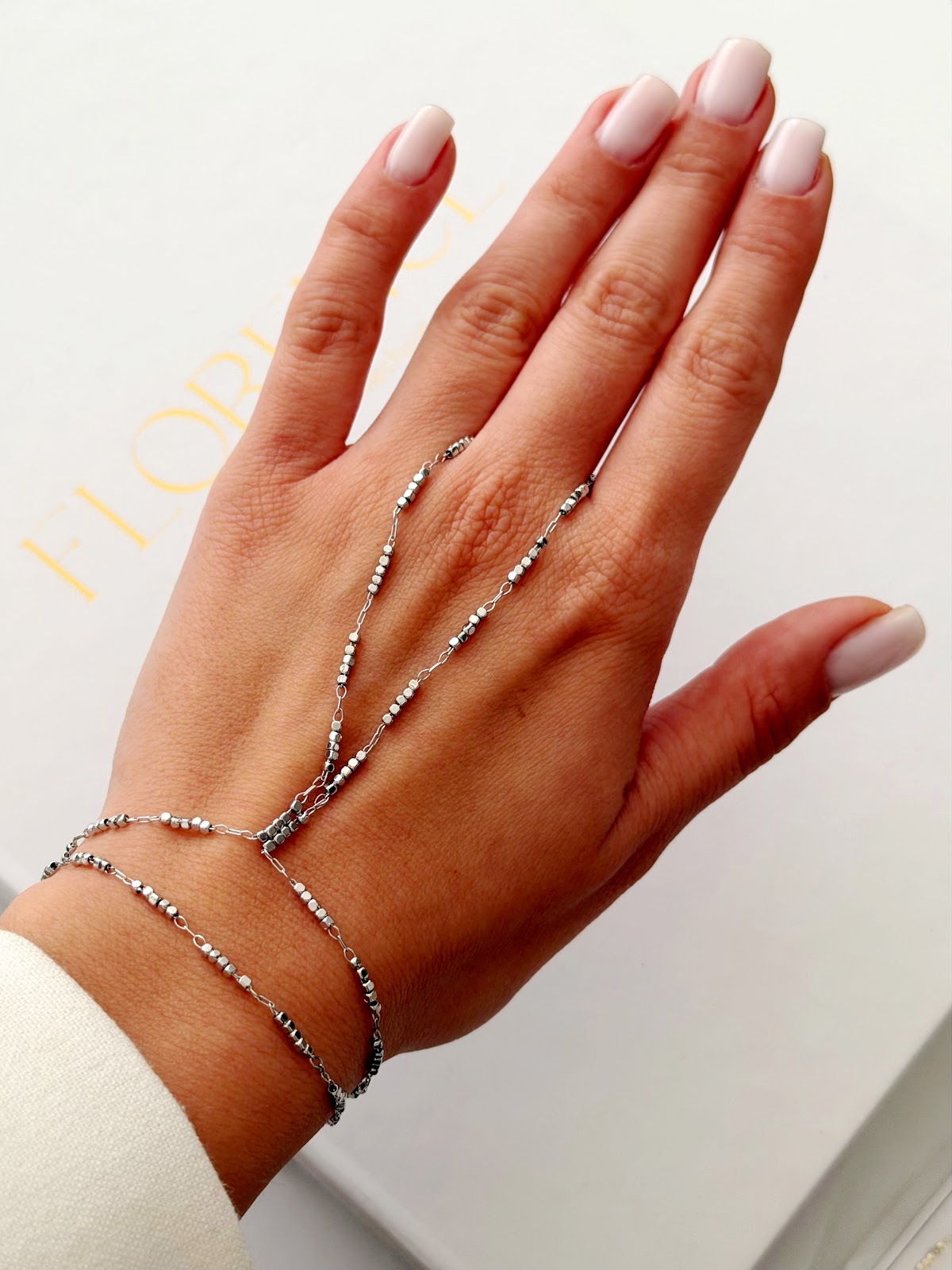Silver Tiny Cube Bead Delicate Chain Hand Chain - CW1HANDCHAIN005 | Wholesale Stainless Steel Jewelry Catwalk Jewellery Europe