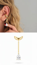 Gold Pear Cut CZ Dangle Drop Ear Cuff - CW1EARCUFF00128 | Wholesale Stainless Steel Jewelry Catwalk Jewellery Europe