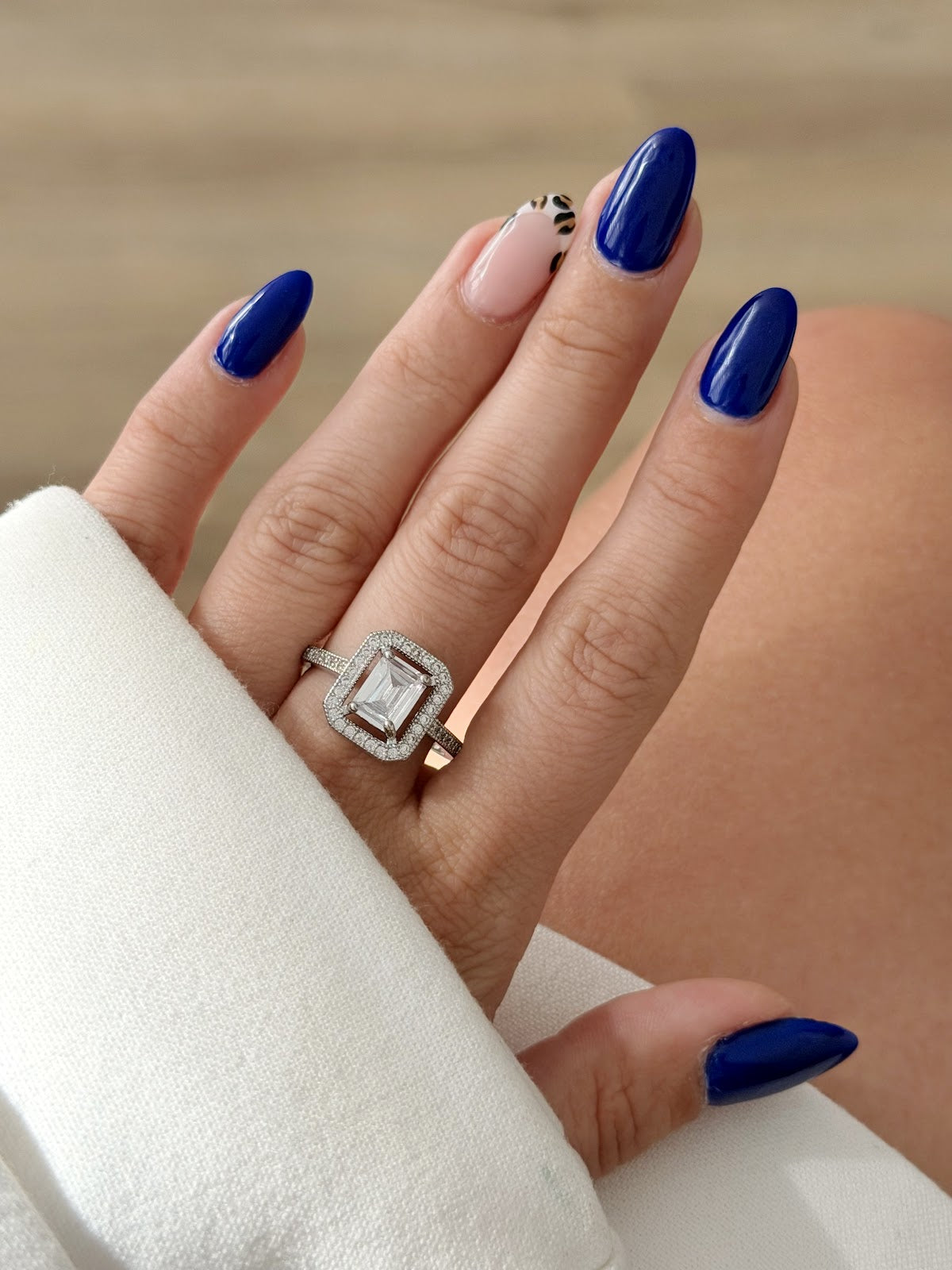 Silver Emerald Cut CZ Double Halo Engagement Ring - CW1RING00141 | Wholesale Stainless Steel Jewelry Catwalk Jewellery Europe