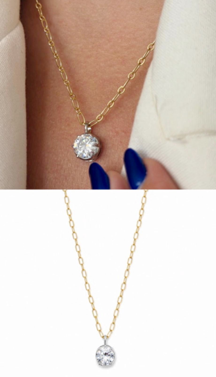 Gold CZ Solitaire Round Cut Pendant Paperclip Chain Necklace - CW1NKL0046 | Wholesale Stainless Steel Jewelry Catwalk Jewellery Europe