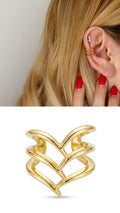 Gold Plain Layered V Shape Wide Ear Cuff - CW1EARCUFF0073 | Wholesale Stainless Steel Jewelry Catwalk Jewellery Europe