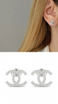 Silver Color 18K Gold Plated Stainless Steel Mini Pave CZ Interlocking C Stud Earrings Wholesale - CW1VPEARNG00329 | Wholesale Stainless Steel Jewelry Catwalk Jewellery Europe