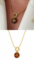 18K Gold Plated Stainless Steel Tiger Eye Stone Mariner Clasp Ball Chain Necklace Wholesale - CW1NKL00164 | Wholesale Stainless Steel Jewelry Catwalk Jewellery Europe