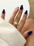 Gold Mother Of Pearl And CZ Pave Clover Motif Wide Band Ring wholesale jewelry RINGS Catwalk Jewellery Europe