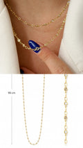 Gold Long Bezel Set CZ Station Chain Necklace - CW1NKL0086 | Wholesale Stainless Steel Jewelry Catwalk Jewellery Europe