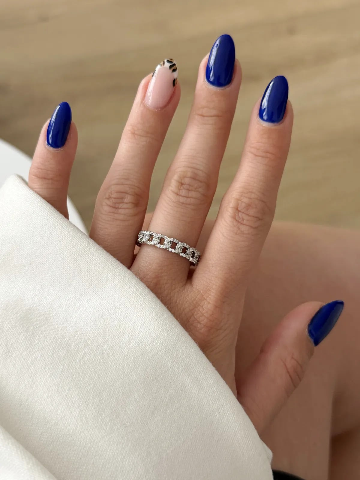 Silver CZ Pave Curb Chain Band Ring - CW1RING0064 | Wholesale Stainless Steel Jewelry Catwalk Jewellery Europe