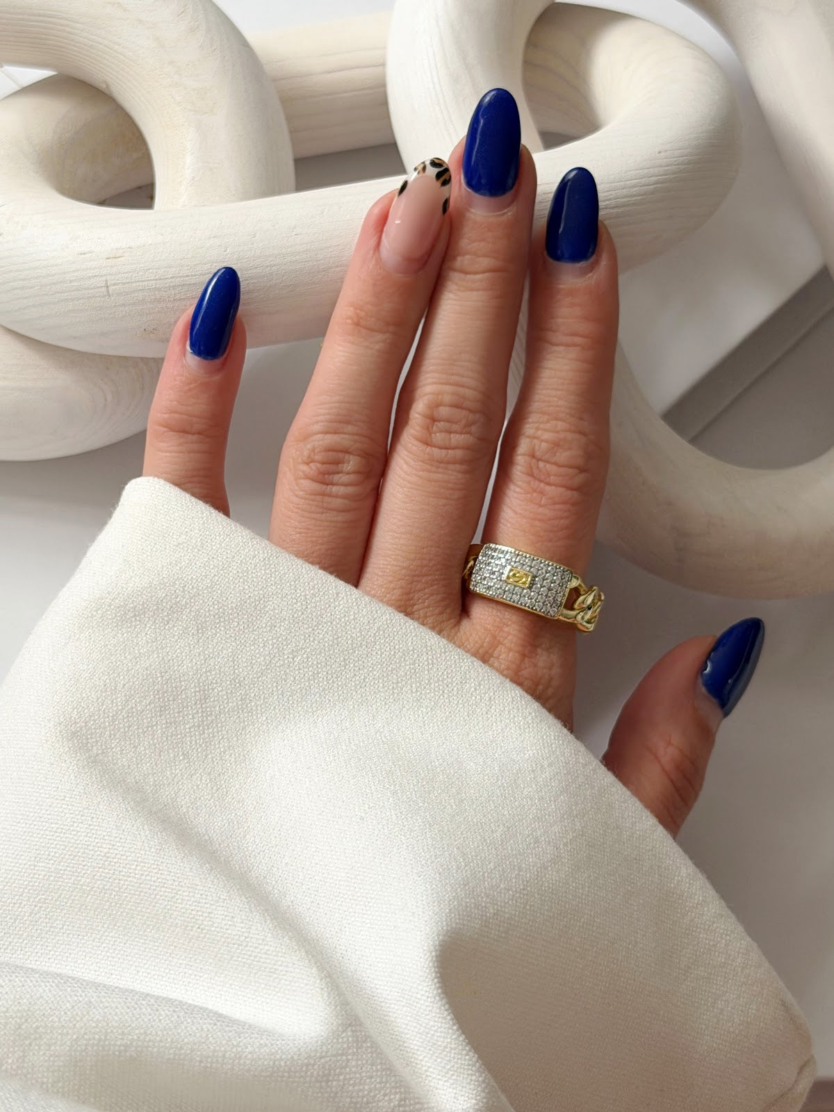 Gold CZ Pave Pave Plaque Curb Chain Ring - CW1RING00128 | Wholesale Stainless Steel Jewelry Catwalk Jewellery Europe