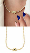 Gold CZ Solitaire Monaco Clasp Tennis Necklace - CW1NKL00144 | Wholesale Stainless Steel Jewelry Catwalk Jewellery Europe