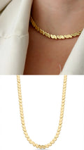 18K Gold Plated Stainless Steel Leaf Link Choker Necklace Wholesale - CW1NKL00188 | Wholesale Stainless Steel Jewelry Catwalk Jewellery Europe