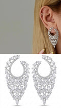 Silver CZ Pear Cut Waterfall Chandelier C Hoop Statement Earrings - CW1STEAR0024 | Wholesale Stainless Steel Jewelry Catwalk Jewellery Europe