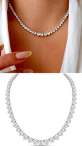 Silver CZ Solitaire Graduated Heart Cut Tennis Necklace - CW1NKL00142 | Wholesale Stainless Steel Jewelry Catwalk Jewellery Europe