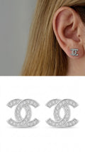 Silver Color 18K Gold Plated Stainless Steel Pave CZ Interlocking C Stud Earrings Wholesale - CW1VPEARNG00330 | Wholesale Stainless Steel Jewelry Catwalk Jewellery Europe