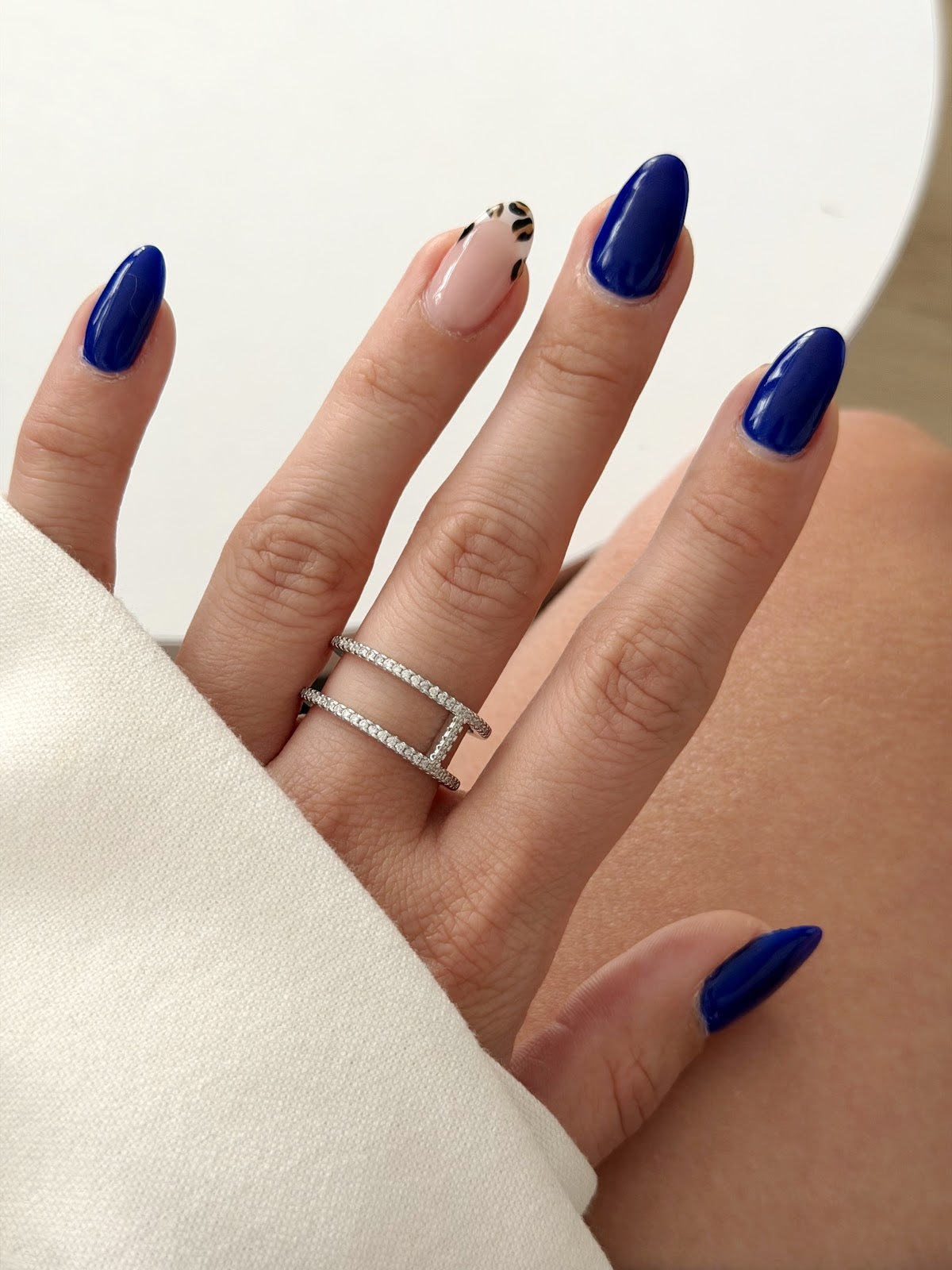 Silver CZ Pave Double Parallel Bar Ring - CW1RING00168 | Wholesale Stainless Steel Jewelry Catwalk Jewellery Europe