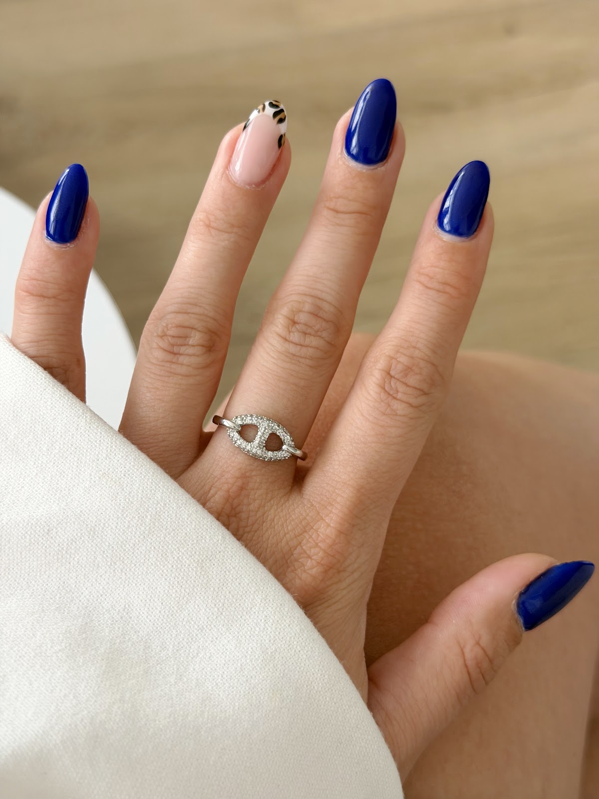 Silver CZ Pave Mariner Anchor Link Ring - CW1RING0065 | Wholesale Stainless Steel Jewelry Catwalk Jewellery Europe
