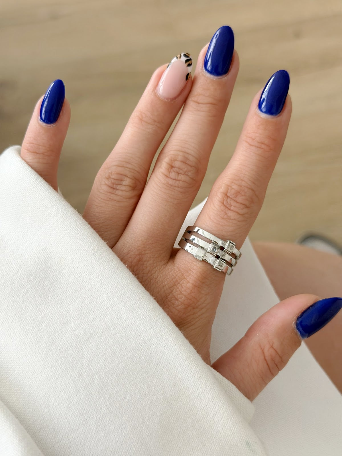 Silver Triple Row CZ Accent Belt Buckle Band Ring - CW1RING0072 | Wholesale Stainless Steel Jewelry Catwalk Jewellery Europe