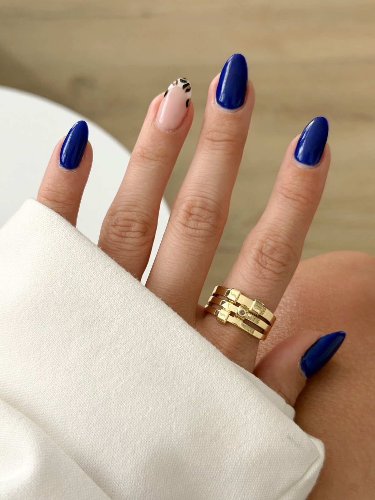 Gold Triple Row CZ Accent Belt Buckle Band Ring - CW1RING0075 | Wholesale Stainless Steel Jewelry Catwalk Jewellery Europe