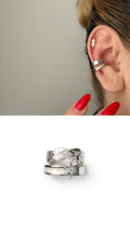 Silver Criss Cross Coco Quilted Double Band Ear Cuff - CW1EARCUFF00107 | Wholesale Stainless Steel Jewelry Catwalk Jewellery Europe