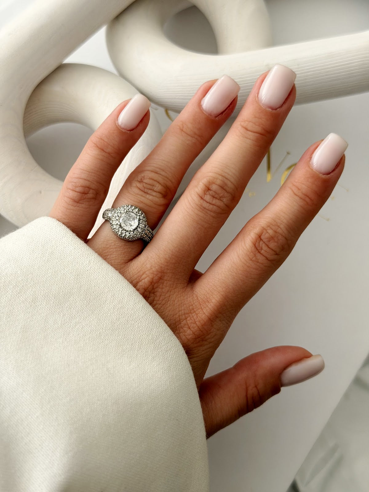 Silver Chunky Round CZ Halo Solitaire Statement Ring - CW1RING00104 | Wholesale Stainless Steel Jewelry Catwalk Jewellery Europe