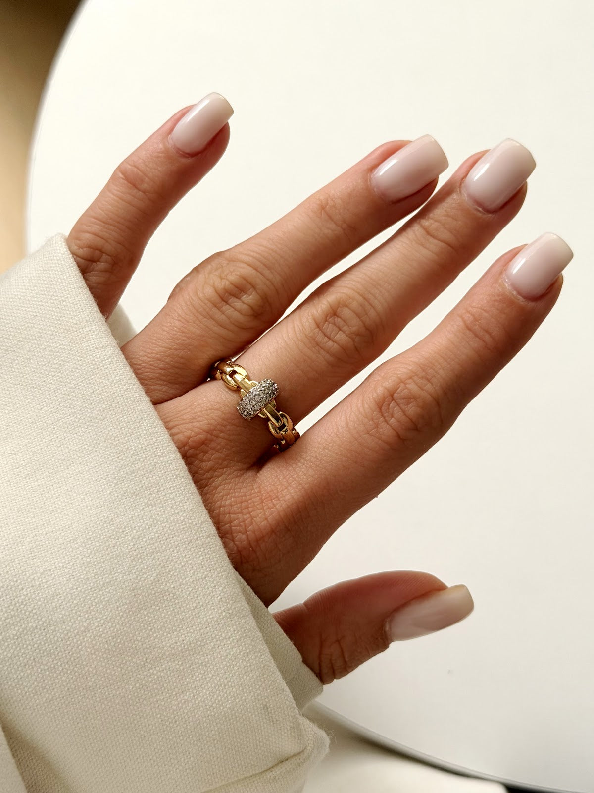 Gold Mariner Anchor Link CZ Pave Buckle Ring wholesale jewelry RINGS Catwalk Jewellery Europe