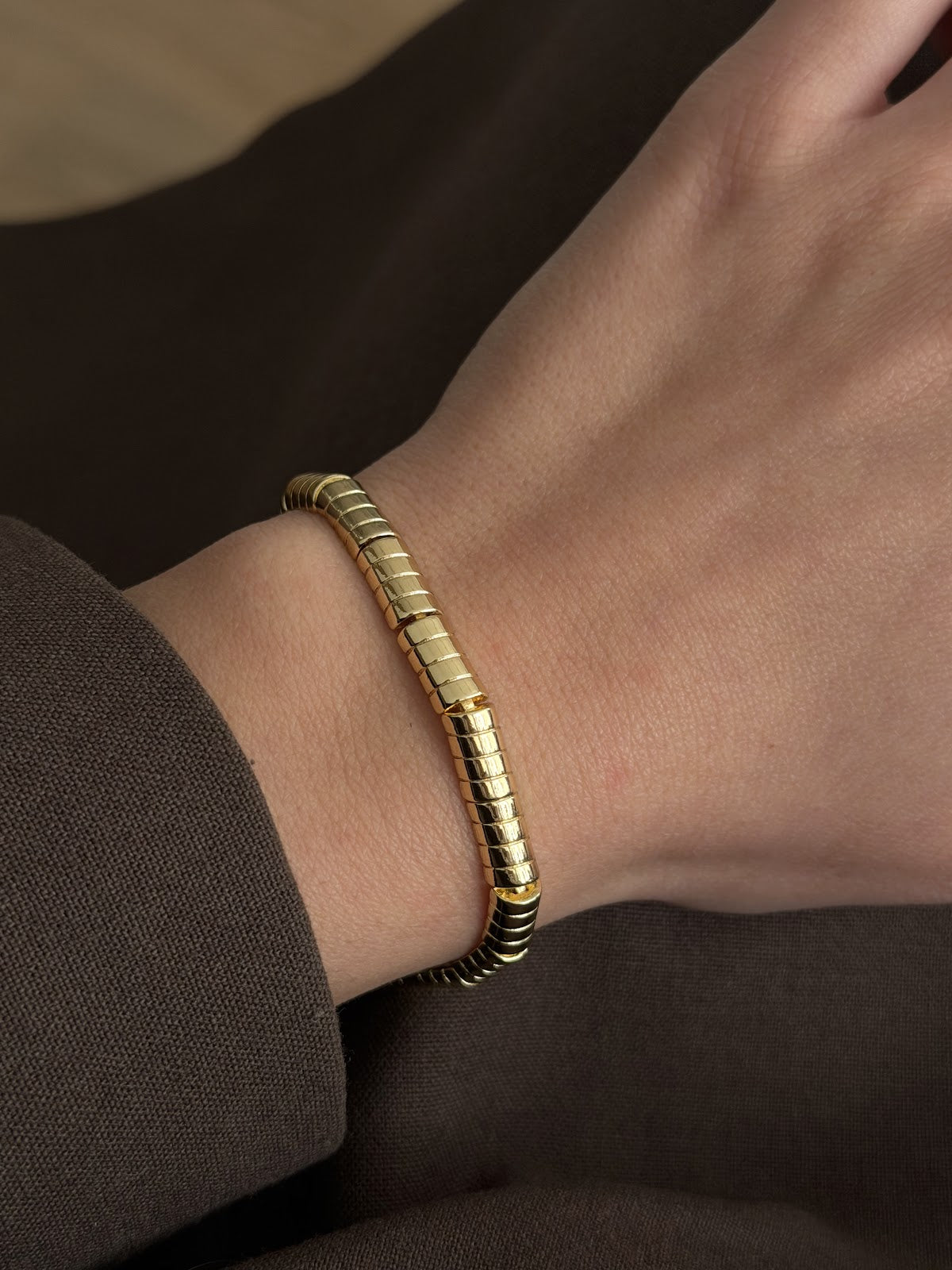 Gold Flexible Tubogas Stretch Link Bracelet - CW1VPBRCLT0028 | Wholesale Stainless Steel Jewelry Catwalk Jewellery Europe