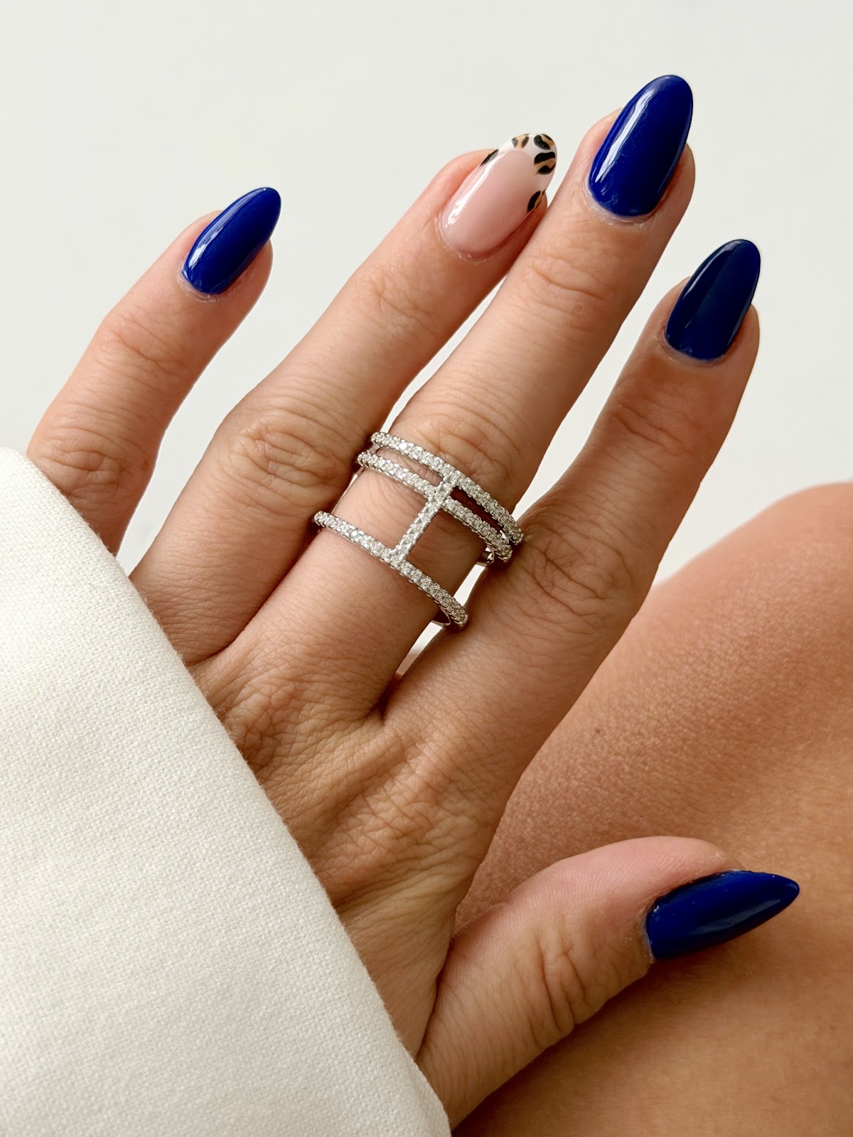 Silver CZ Pave Triple Bar Cage Band Ring - CW1RING00199 | Wholesale Stainless Steel Jewelry Catwalk Jewellery Europe