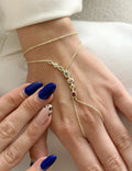 Gold Multi Color Gemstone Cluster Bezel Hand Chain - CW1HANDCHAIN0023 | Wholesale Stainless Steel Jewelry Catwalk Jewellery Europe