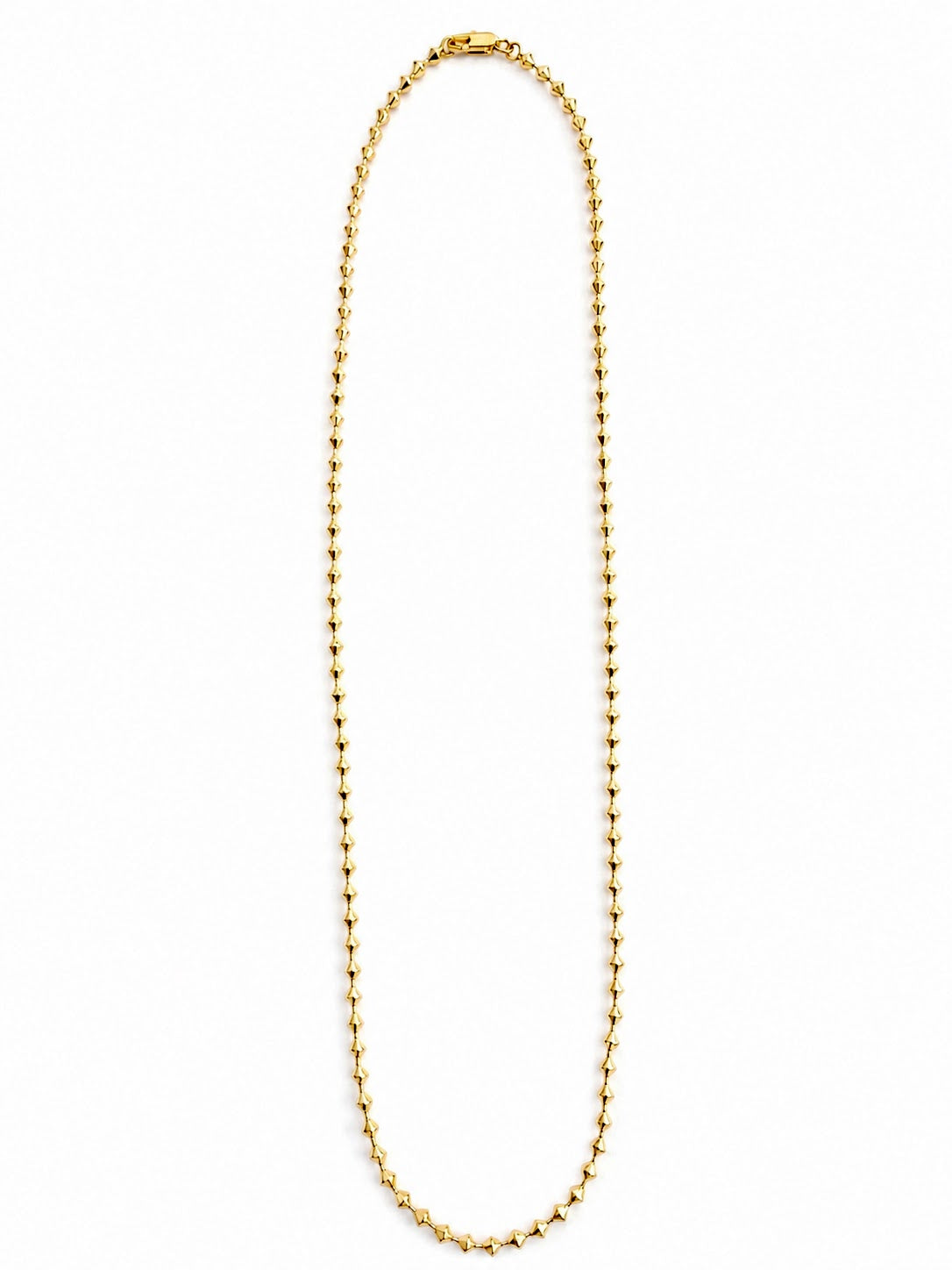 Gold Pyramid Studded Station Chain Necklace - CW1NKL0020 | Wholesale Stainless Steel Jewelry Catwalk Jewellery Europe