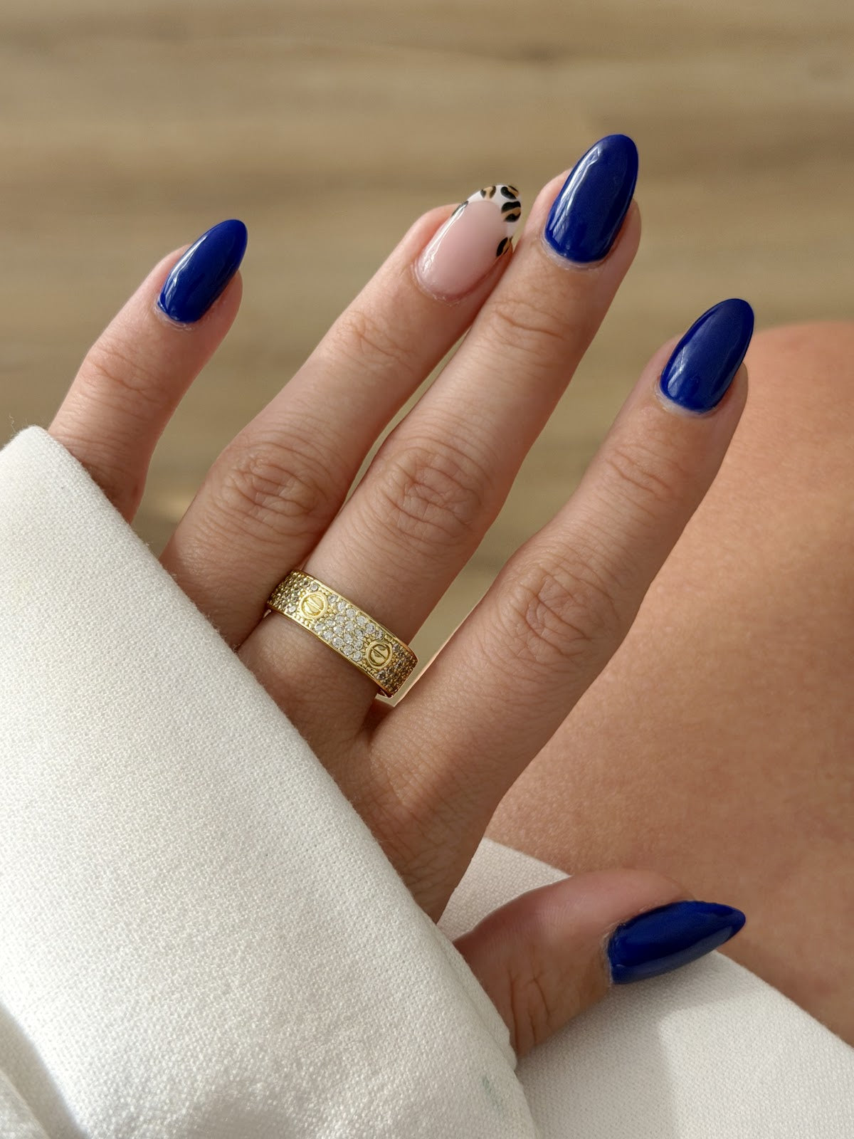 Gold CZ Pave Wide Screw Motif Band Ring - CW1RING00142 | Wholesale Stainless Steel Jewelry Catwalk Jewellery Europe