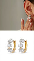 18K Gold Plated Stainless Steel Baguette CZ Huggie Hoop Earrings Wholesale - CW1VPEARNG00342 | Wholesale Stainless Steel Jewelry Catwalk Jewellery Europe