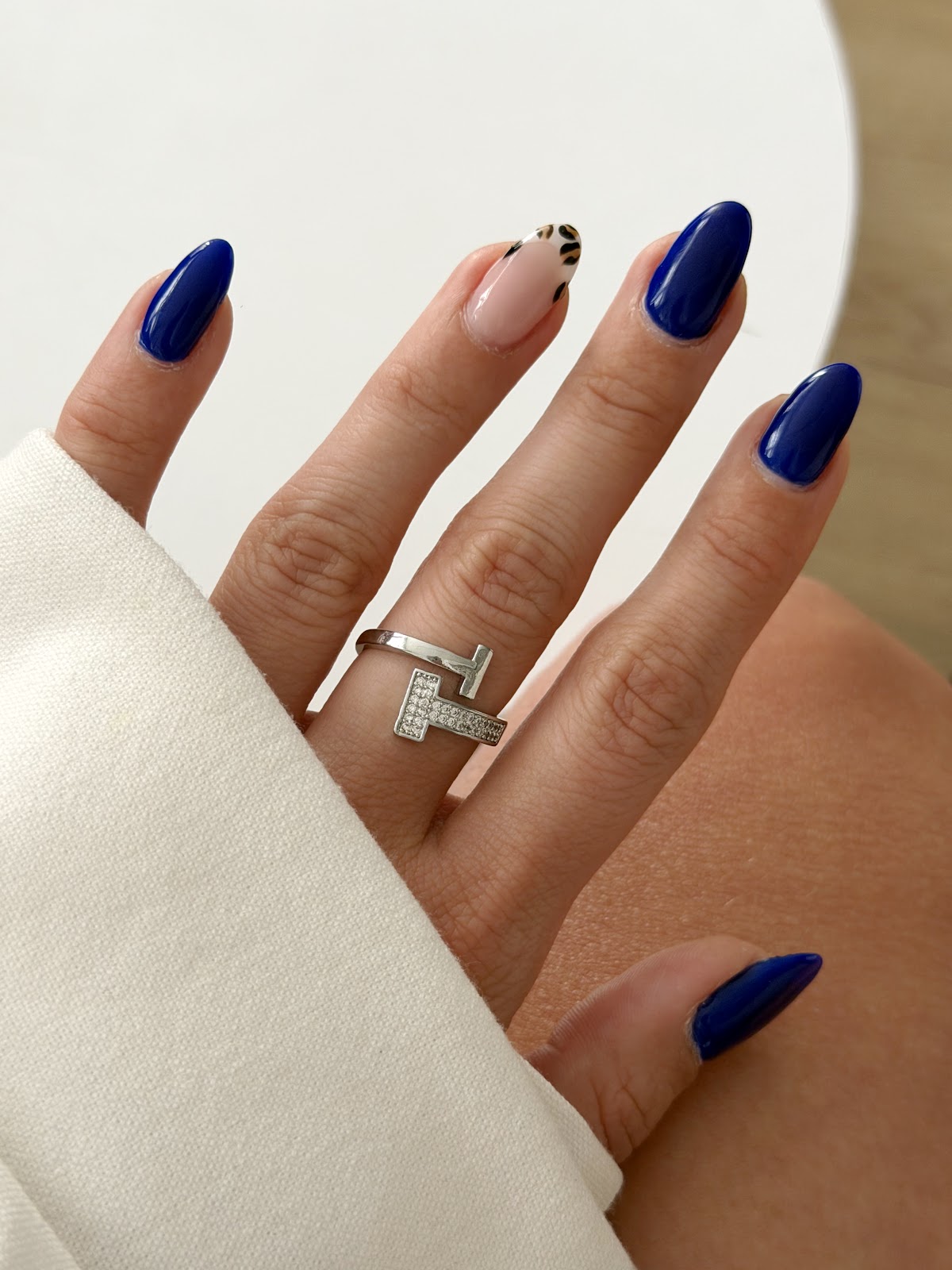 Silver CZ Pave Open T Bar Bypass Ring - CW1RING00174 | Wholesale Stainless Steel Jewelry Catwalk Jewellery Europe