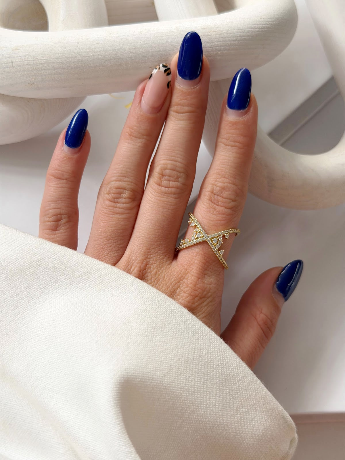 Gold CZ Pave Criss Cross X Statement Ring - CW1RING00121 | Wholesale Stainless Steel Jewelry Catwalk Jewellery Europe