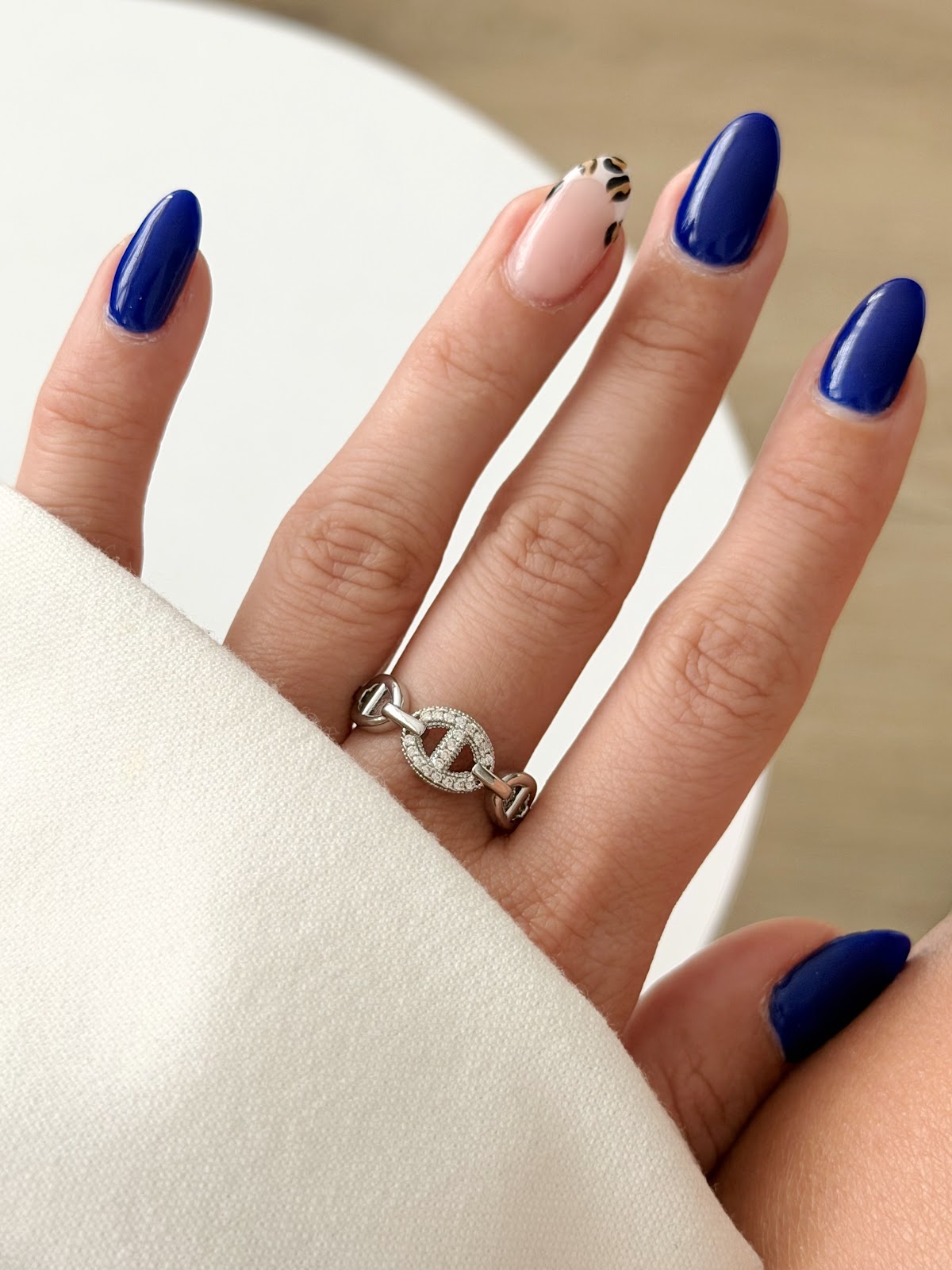 Silver CZ Pave Mariner Anchor Link Ring Alternate Angle - CW1RING0081 | Wholesale Stainless Steel Jewelry Catwalk Jewellery Europe