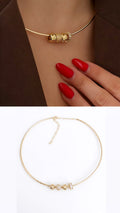 Gold CZ Pave Textured Slider Beads Torque Choker Collar Necklace - CW1NKL0094 | Wholesale Stainless Steel Jewelry Catwalk Jewellery Europe
