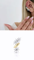 Gold Marquise CZ Flower Cluster Climber Ear Cuff - CW1EARCUFF00147 | Wholesale Stainless Steel Jewelry Catwalk Jewellery Europe