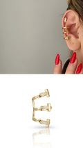 Gold CZ Pave T Bar Triple Band Ear Cuff - CW1EARCUFF0016 | Wholesale Stainless Steel Jewelry Catwalk Jewellery Europe