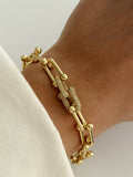 Gold Plated CZ Pave Hardwear Link Chain Bracelet Alternate Angle - CW1VPBRCLT00286 | Wholesale Stainless Steel Jewelry Catwalk Jewellery Europe