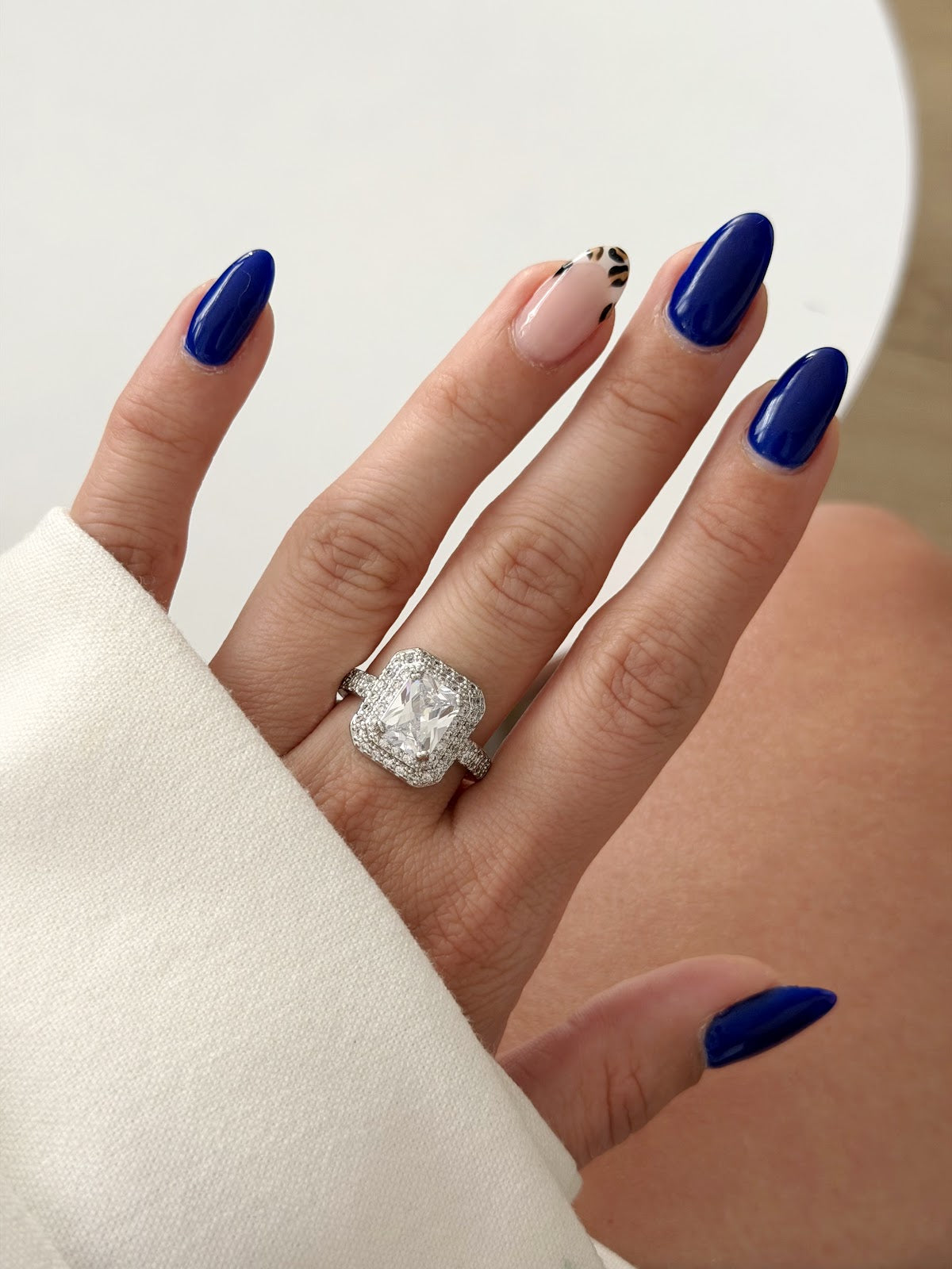 Silver Radiant Cut CZ Double Halo Engagement Ring - CW1RING00166 | Wholesale Stainless Steel Jewelry Catwalk Jewellery Europe