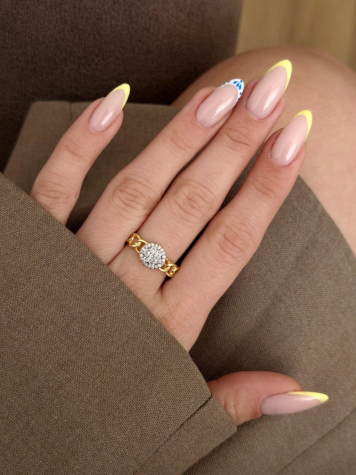Gold Curb Chain Round CZ Cluster Ring wholesale jewelry RINGS Catwalk Jewellery Europe