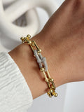 Gold Plated CZ Pave Hardwear Link Chain Bracelet - CW1VPBRCLT00285 | Wholesale Stainless Steel Jewelry Catwalk Jewellery Europe