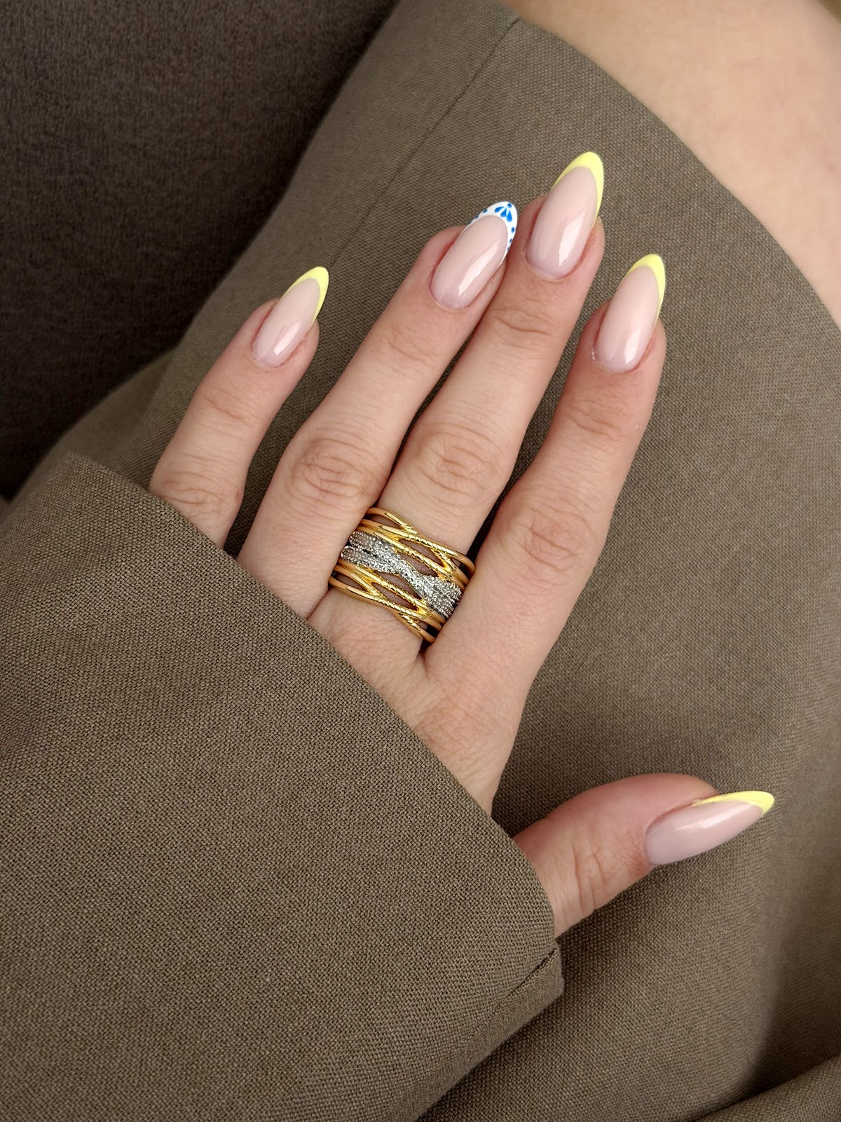 Gold Multi Strand Criss Cross CZ Pave Wide Band Ring - CW1RING0092 | Wholesale Stainless Steel Jewelry Catwalk Jewellery Europe