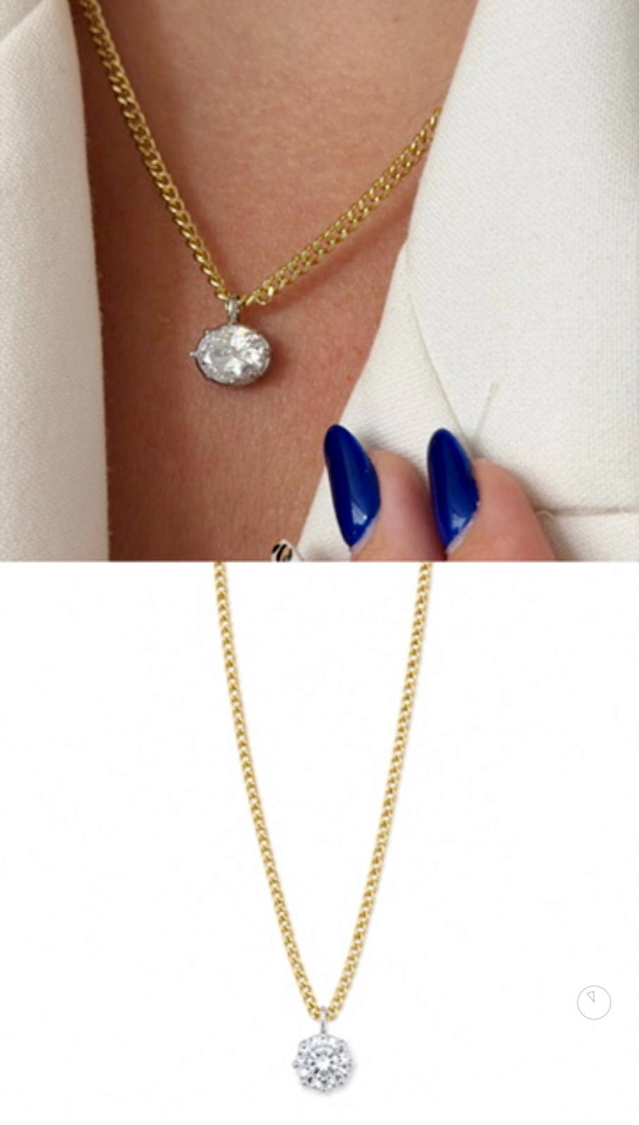 Gold CZ Solitaire Oval Cut Pendant Curb Chain Necklace - CW1NKL0048 | Wholesale Stainless Steel Jewelry Catwalk Jewellery Europe