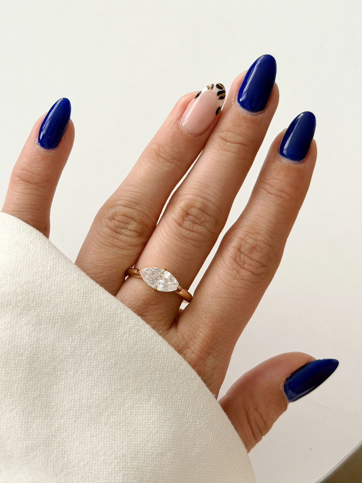 Gold East West Marquise CZ Solitaire Ring - CW1RING0084 | Wholesale Stainless Steel Jewelry Catwalk Jewellery Europe