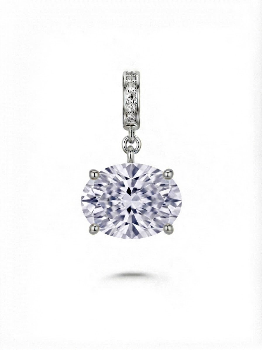 Silver Oval Cut CZ Solitaire Pendant Charm - CW1PENDANT001 | Wholesale Stainless Steel Jewelry Catwalk Jewellery Europe