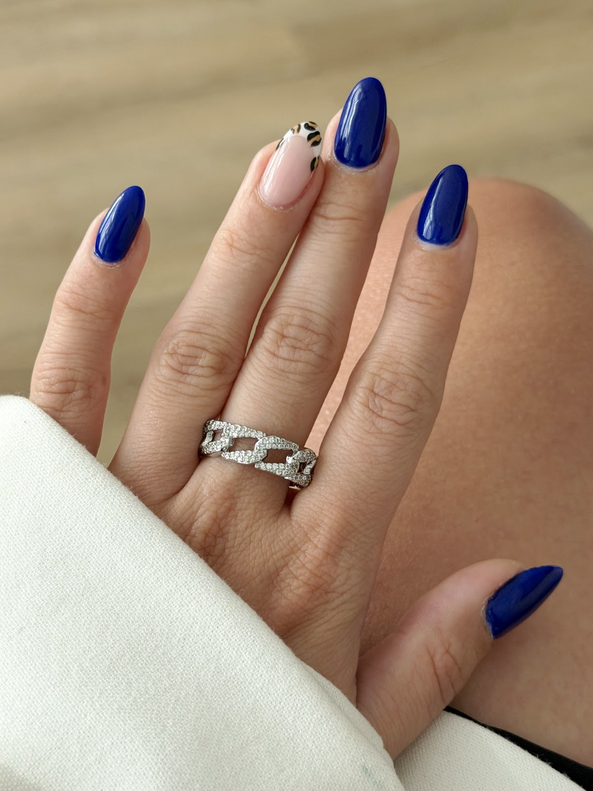 Silver CZ Pave Curb Chain Band Ring - CW1RING00146 | Wholesale Stainless Steel Jewelry Catwalk Jewellery Europe