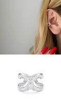 Silver Double Heart CZ Hourglass Ear Cuff - CW1EARCUFF0098 | Wholesale Stainless Steel Jewelry Catwalk Jewellery Europe