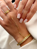 Gold CZ Pave Screw Motif Bangle Hand Chain - CW1HANDCHAIN00122 | Wholesale Stainless Steel Jewelry Catwalk Jewellery Europe